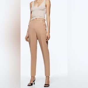 ZARA | Straight leg pants with mettalic Buttons | Medium